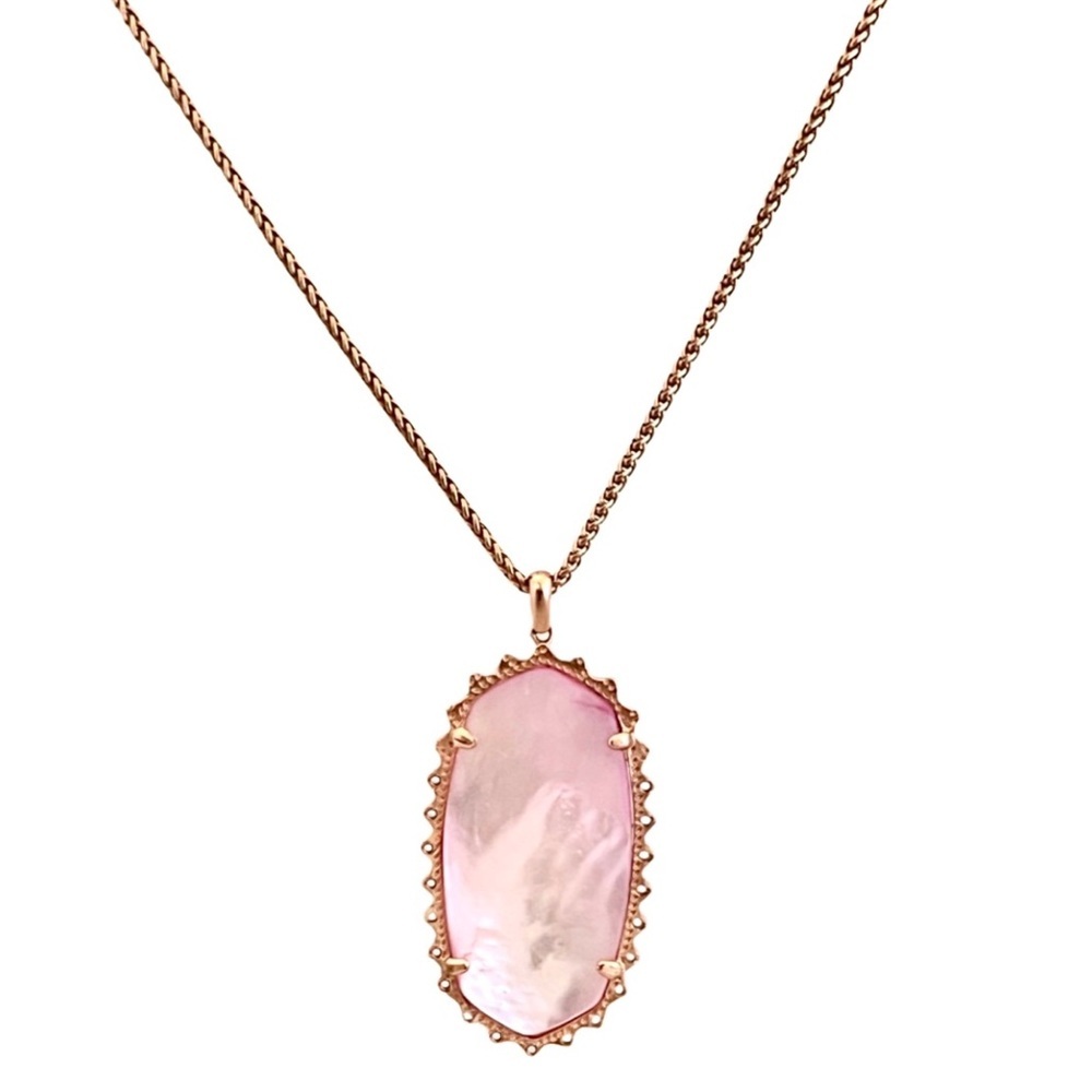 VINTAGE • Wrapped Lace Healing Rose Gold Pink Mother Of Pearl Necklace